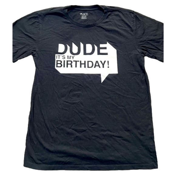 Dude It’s My Birthday Youth XL Children’s Place Black T-Shirt, Preloved - Picture 1 of 3